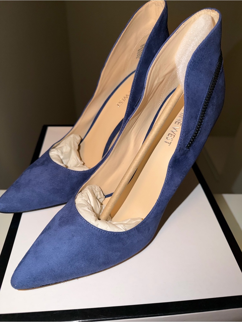 Nine West Blue Suede Pointed-Toe Pumps